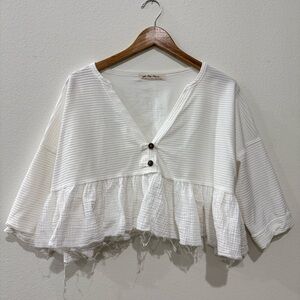 Free People We The Free White Peplum Top XS Boho